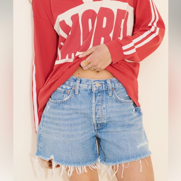 Agolde Light Blue Jean Shorts - Picture 6 of 7